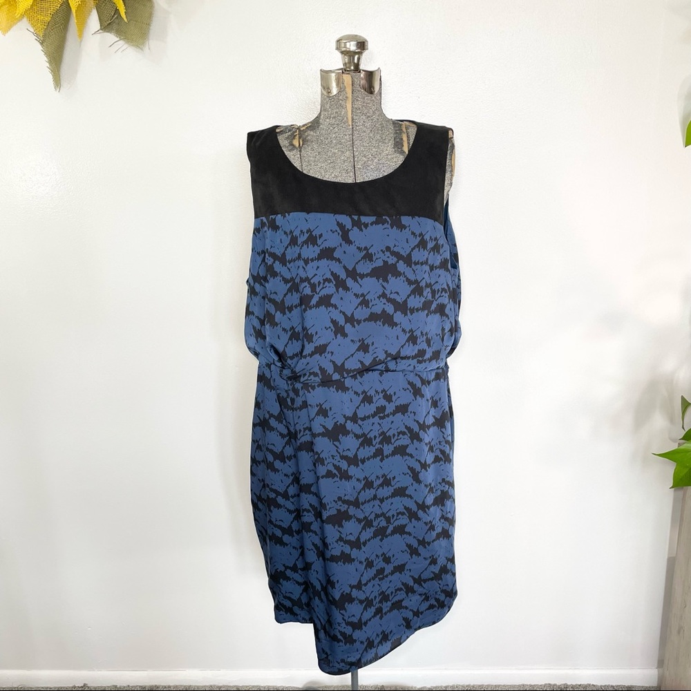 DKNYC XL blue and black sleeveless double layered dress - Picture 1 of 7